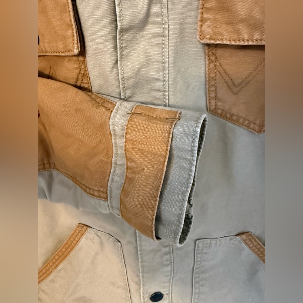 Wrangler Men's Chipmunk Mixed Canvas Beige and Tan Chore Jacket - Picture 6 of 9